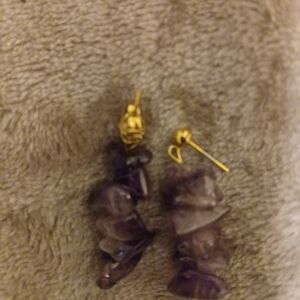 Gold-Tone Amethyst Chip Drop Earrings